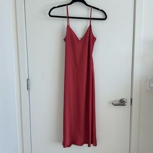 Aritzia x Wilfred Only Slip Satin Midi Dress, 2XS, Terracotta